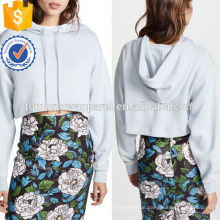 Hellblaue geschnittene kurze Hoodes und Sweatshirts OEM / ODM Herstellung Großhandel Mode Frauen Bekleidung (TA7003H)